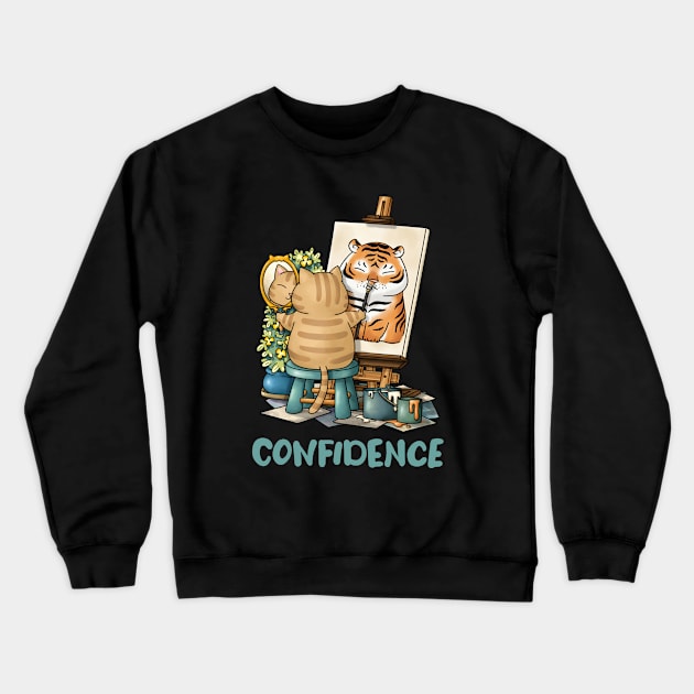 Cat Confidence Self Portrait Crewneck Sweatshirt by Takeda_Art